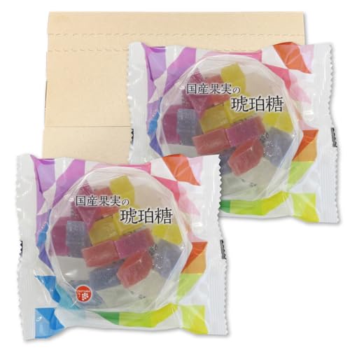 津山屋製菓 国産果実の琥珀糖 100g ×2袋セット PSJBOX(あまおう苺・巨峰・ゆず・白桃・ブルーベリー) 寒天ゼリー ギフト 宝石 ASMR