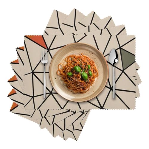 Set de table géométrique sans couture lot de 6 lavable résistant chaud - 3