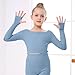 Girls Ballet Sweater, Soft Warm Up Active Sweaters, Ribbed Knit Pullover Dance Sweater Tops for Leotards 5-16 Years Blue