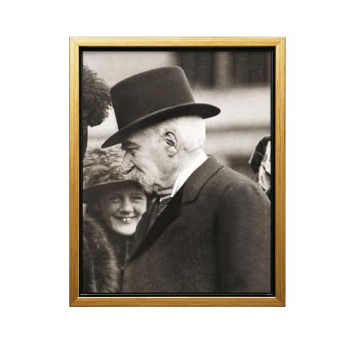 Poster Master vintage Photo - J.P. Morgan 1912 - Historic Financier Attending Granddaughter Theater Performance In Classic Early Portrait Scene - 18x24 Gold Framed CANVAS Wall Art