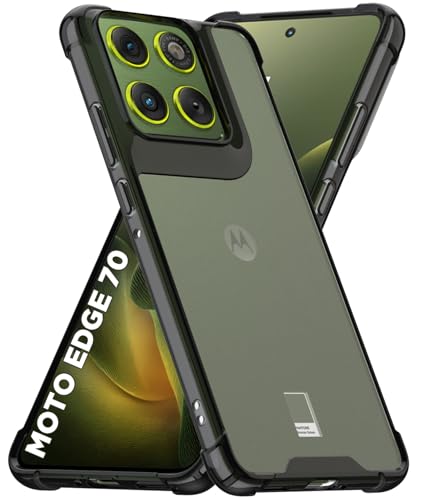 Image of RIGGEAR Shockproof Clear Hybrid Airbag Armor Back Cover Case Compatible with Motorola Moto Edge 70 5G (Clear-Black TPU Bumper with Transparent PC)