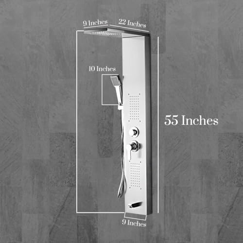 Image of ZAP Zap X9 Shower Panel System with LED Temperature Display, Top Shower, Hand Shower, Body Jets, and Bucket Filler - Multi-functional Bathroom Shower Unit