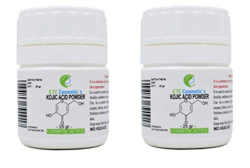 Kojisäure Puder 50 Gr ((2 x 25 g) (KOJIC ACID POWDER) - kann in Hautpflegeformulierungen zur Aufhellung des Hauttonus, Feuchtigkeitscremes, Cremes, Lotionen, Gele, Flüssigkeiten, Seren Cover