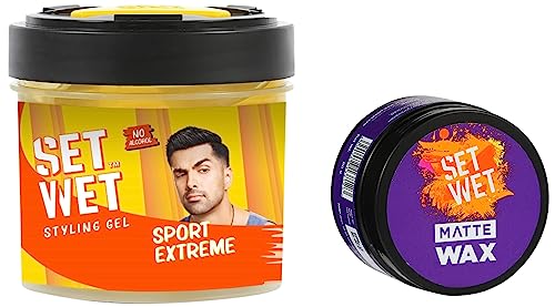 Set Wet Hair Gel Ultimate Hold, 250ml & Set Wet Daily Hair Styling Matte Wax, Matte Look, Flexible Hair & Restylable Anytime, Jar 60 gm