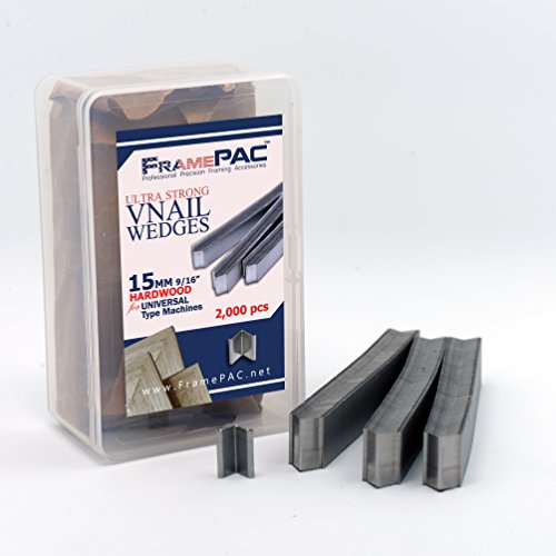 Image of V Nails for Hardwood Picture Frames - 15mm (9 /16 Inch) - [2000 V-Nail Pack, Stacked] - Universal (UNI) - Ultra Strong Vnail Wedges for Picture Framing - Joining Picture Frame Corners