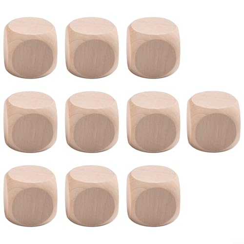 Dadi in legno vuoti, 10 pezzi, cubi in legno non finiti, per fai da te, artigianato, incisione, pittura, giochi personalizzati, blocchi di dadi verniciabili, set da gioco per famiglie (25 mm)
