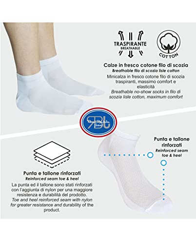 Renato Balestra linea Jeans - 6 Paia Calzini alla caviglia unisex per uomo e donna in cotone filo di scozia traspirante mod. Traspir