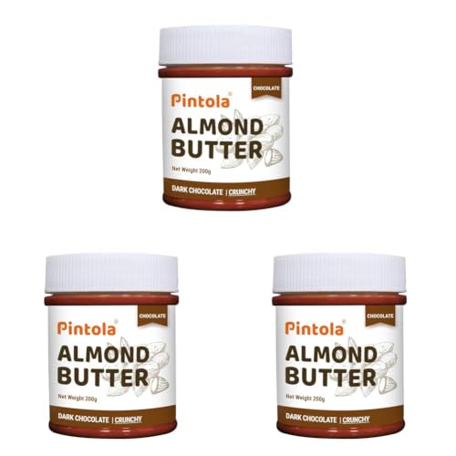 Image of Pintola Almond Choco Spread Crunchy 200g | High Protein & fiber | Gluten & cholesterol free | Crispy | Rich in vitamins & anti-oxidants | Made with dark chocolate (Pack of 3)
