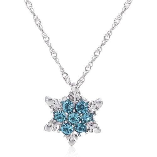 Iumer Snowflake Necklace Women Pendant Inlaid Rhinestone Clavicle Chain (Dark Blue, 1pc)