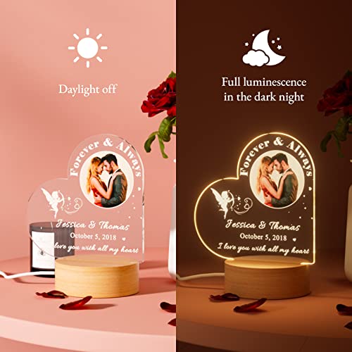Personalized Gifts For Her Girlfriend - Heart Night Light With Picture, Wedding Engagement Birthday Gifts For Girlfriend Her Wife Couple Boyfriend Husband Him, Customized Gifts For Anniversary #TOP2