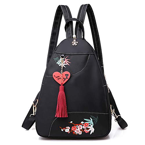 Jywmsc Mujer Elegante Pa o Oxford Bolsa de Pecho Se oras Bordado de Flores Mochila