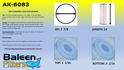 Baleen Filters 60 Sq. Ft. Pool Filter Replaces Unicel C-7660, Pleatco Pfab60-4, Filbur Fc-1930-Pool And Spa Filter Cartridges Model: Ak-6083 #TOP6