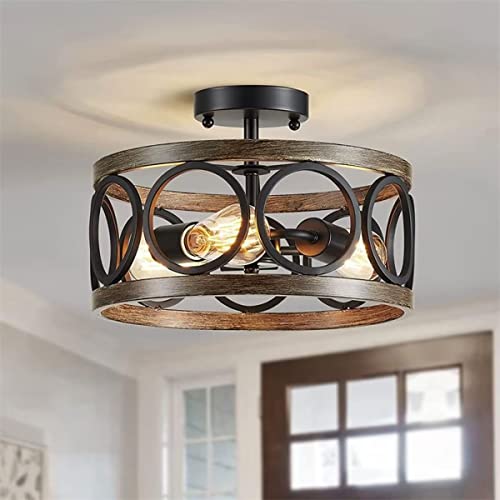 Lustre vintage grain de bois pour une ambiance bistrot au salon