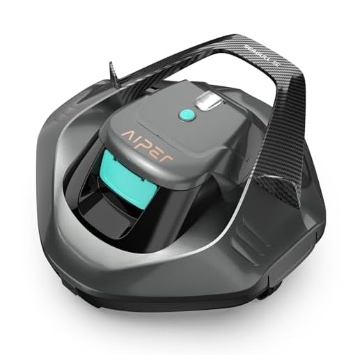 AIPER Poolroboter, 90 Minuten Leistungsstarke Reinigung, Dual-Antriebsmotoren, LED-Anzeigen, Automatisches Parken, Poolroboter mit Akku Kabellos Perfekt für Flachem Boden Pool bis zu 80 m²- Dunkelgrau