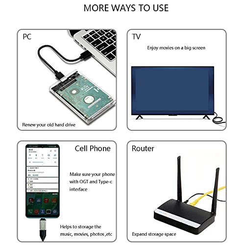 Shuole 2.5 Inch External Hard Drive Enclosure, Tool-Free Usb 3.0 To Sata Ssd Hdd Enclosure For 7Mm And 9.5Mm, Laptop Computer Hard Drive Case Support Uasp And Trim thumb #7