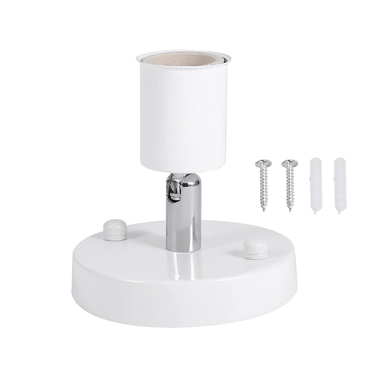Durlo E27 Bulb Socket 180 Degree Rotating Modern Adjustable Ceiling Wall Mounted Light Holder Base Ceramic Iron Whiteβ