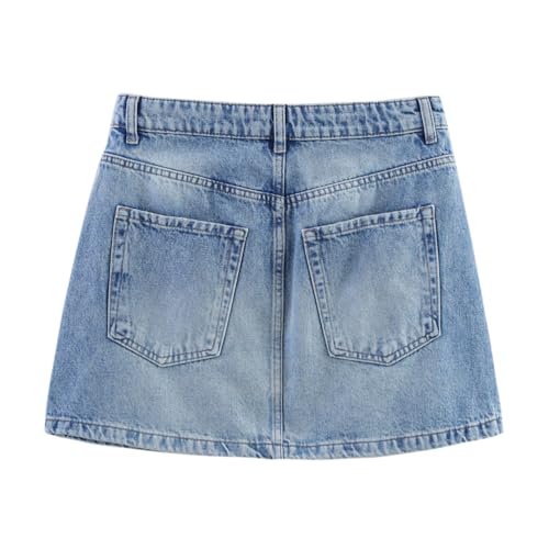 Womens Denim Mini Skirt Casual Stretch Low Waist Jean Skirts with Pockets Slim Fit2
