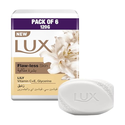 LUX Bar Soap for flaw-less skin Lily with Vitamin C E and Glycerine 120g x 6