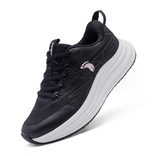 Women's Orthopedic Breathable Sneakers: Soft Plantar Fasciitis Arch Support Neuropathy Orthotic Walking Shoes, Leisure High Instep Lightweight Gym Basketball Running Shoes Black Size 6