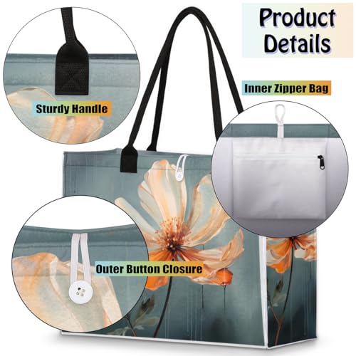 Art Flower Rainy Day Tote Bag for Women Large Beach Bag Reusable Tote Bags for Work Travel Beach Shopping4