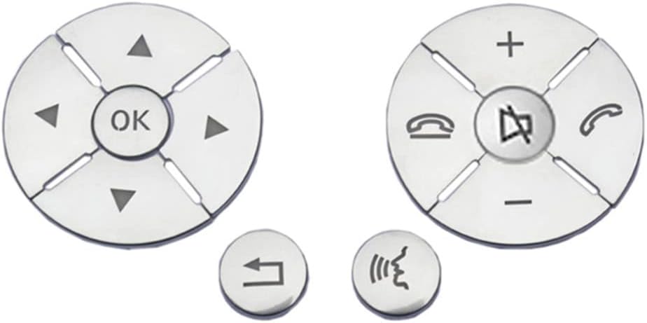Silver Car Steering Wheel Button Switch Cover Sticker Compatible with Mercedes Benz C E S GLK Class W204 W212 W221 X204 C200 C250