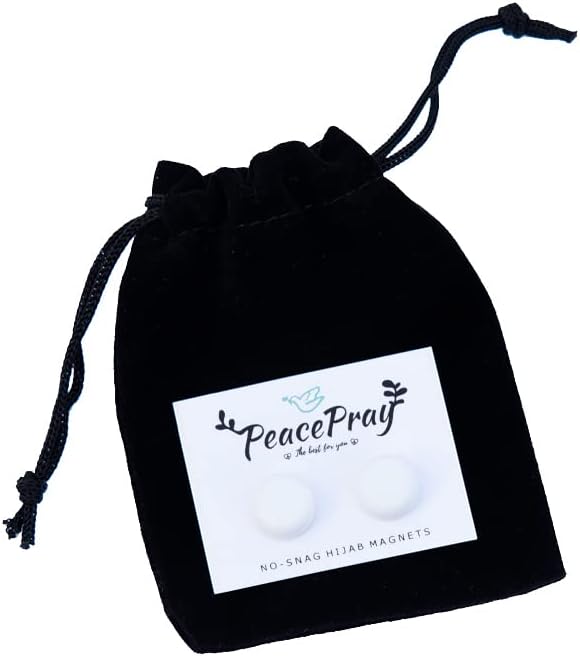 PeacePray 2 Pairs Premium Strong Hijab Magnetic Pins with Storage Bag, No-Snag Multi-Use Hijab Magnets, Pinless Magnetic Hijab Pins, Choose Your Favorite Style Freely, Matte White