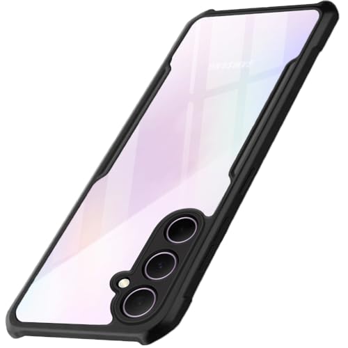 Image of TheGiftKart Shockproof Crystal Clear Back Cover Case for Samsung Galaxy A55 5G | 360 Degree Protection | Protective Design | Transparent Back Case Cover (PC & TPU, Black Bumper)