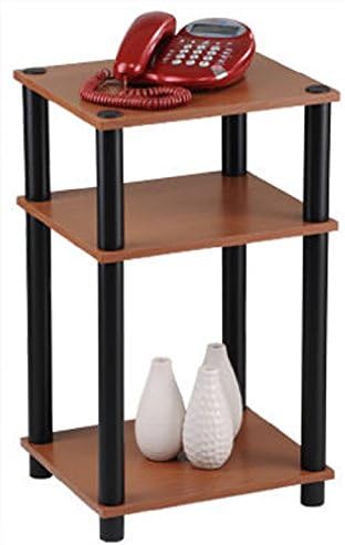 3 Tier Cherry Finish with Black Accents Corner Shelf