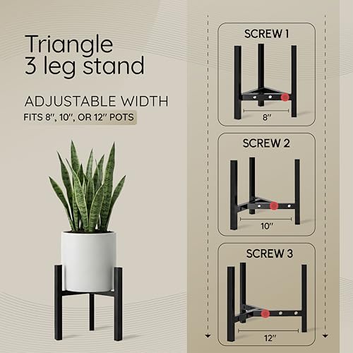 Image of Robustt 3-Leg Adjustable Metal Plant Stand for 8, 10 & 12 Inch Pots, Set of 2 | Dual Height Options | Supports Up to 100 kg | Rust-Proof Finish with Anti-Slip Base | Ideal for Balcony and Garden