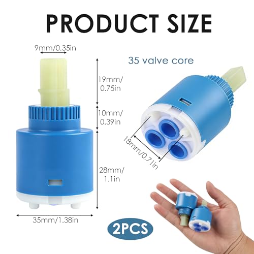 2 PCS Keramik Kartusche, 35mm Keramik Kartusche für Einhebelmischer, Ersatz Kart usche Wasserhahn für Küchenarmatur & Waschtischarmatur, mit Präzisionsfilter für reibungslose Wassersteuerung