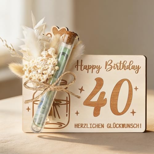 Originelle 40 Geldgeschenke Geburtstag Frauen Männer, Holz Geburtstagskarte 40 mit Happy Birthday, Geschenke zum 40 Geburtstag Mann Frau, Geburtstagsgeschenk für 40-jährige Frauen & Männer Originelle 40 Geldgeschenke Geburtstag Frauen Männer, Holz Geburtstagskarte 40 mit Happy Birthday, Geschenke zum 40 Geburtstag Mann Frau, Geburtstagsgeschenk für 40-jährige Frauen & Männer