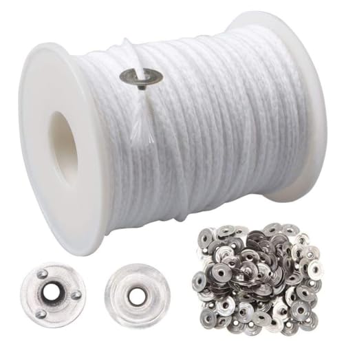 Cotton Candle Wicks 24-Strand 61m con 100 Bases Plásticas