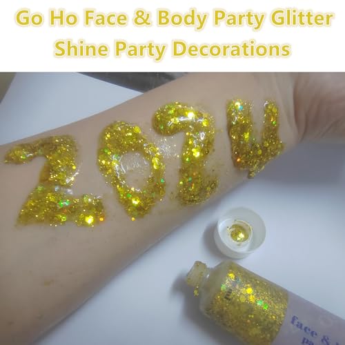 image for Go Ho Gold Face Body Glitter,Mardi Gras Glitter Makeup Gold Face Paint