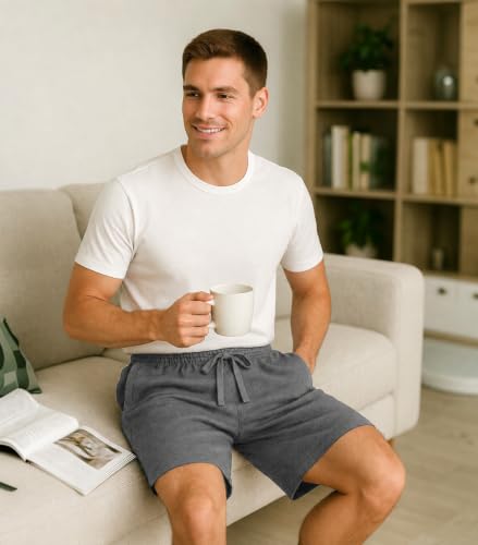 Image of DAVID ARCHY Mens Pajama Shorts Cotton Sleep Shorts Pajama Pants 2 Pack