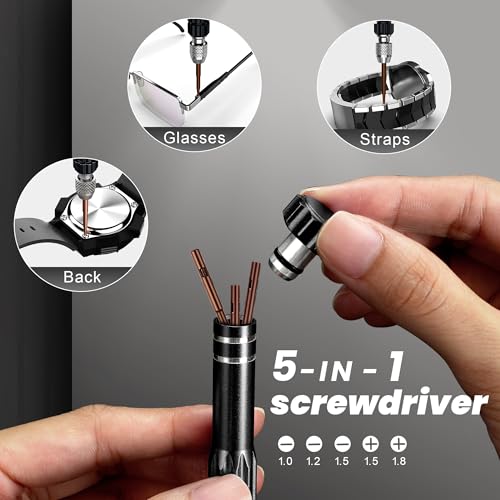JOREST Watch Battery Replacement Kit, Watch Repair Screwdriver, Watch Band Replacement Tool, Watch Wrench Back Remover, Watch Case Opener, Watch Back Remover Holder, Spring bar, Tweezers by Jorest - Image 8