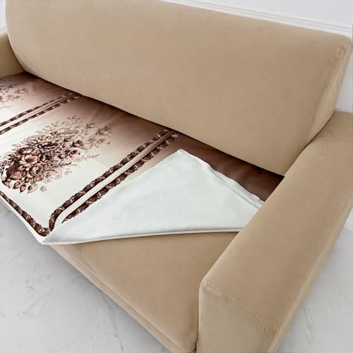 Image of Homerz Premium 'Luxe Series' Holland Velvet Sofa Cover | Smooth Finish | Anti-Skid Fleece Backing | Soft Touch Couch Protector for Living Room (Rust, 3 Seater, Only Seat Cover)