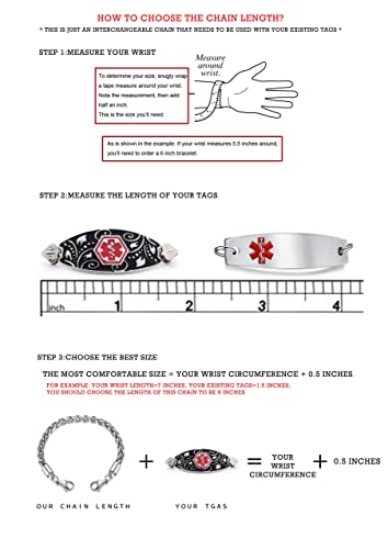 LinnaLove Heart Link Stainless Steel Interchangeable Medical Alert Bracelet2