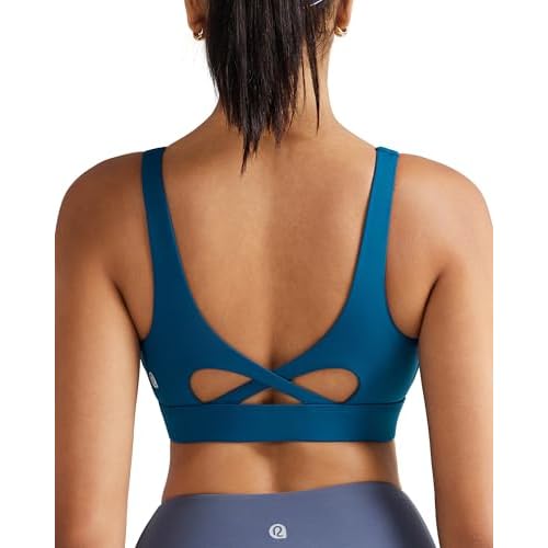 RUNNING GIRL Sports Bra for Women High Support, Molded Cup High Impact Sports Bras with Sewn in Pads Workout Running Bra Navy Small