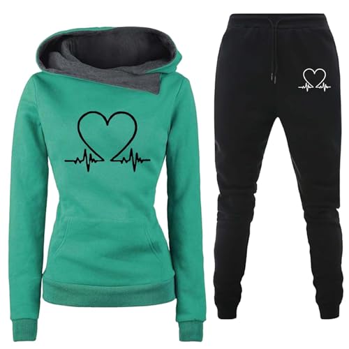 Pamqsen Sportanzug Damen Elegant Jogginganzug Baggy Bequeme Sportswear Einfarbig Trainingsanzug Sweatshirt Jogginghosen 2 Teiliges Outfit Sweatsuit With Pockets Hausanzug Casual Laufbekleidung