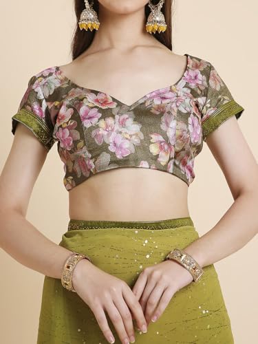 Image of RATAN Women's Georgette Tie-Dye Saree with Printed Blouse Piece