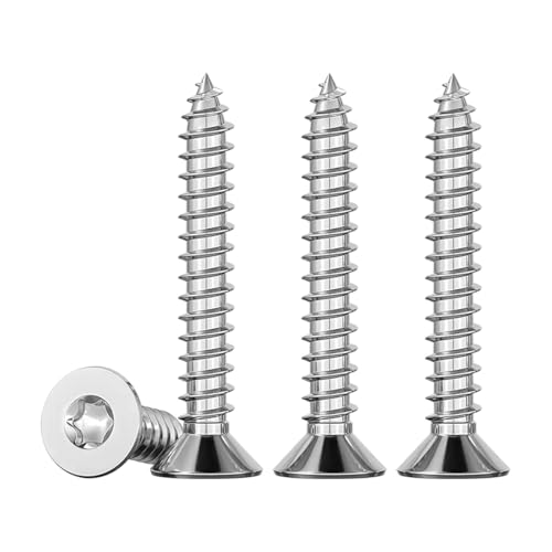 Drenky 100 piezas M4 x 35 Torx Tornillos autorroscantes 304 acero inoxidable Tornillos de cabeza plana Tornillos para madera autoperforantes Quincunx estándar Sujetadores para carpintería