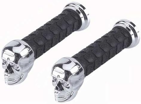 Lowrider Grips Big Skull Black/Chrome. Bike Grips, Bicycle Grips, Grips, Beach Cruiser Grips, Mountain Bike Grips