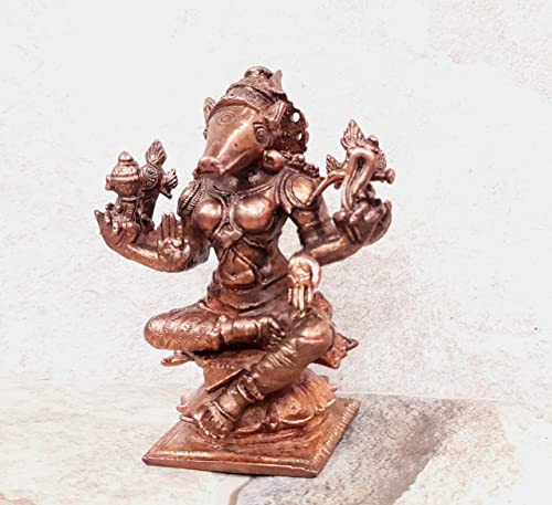 Image of Copper Goddess Varahi Idol 3.5 in | 455g