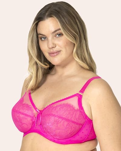 Image of Smart & Sexy Women's Full Coverage Unlined Underwire Bra, Lace & Mesh See Through Bra, Plus Size Lingerie Inspired Retro Bra