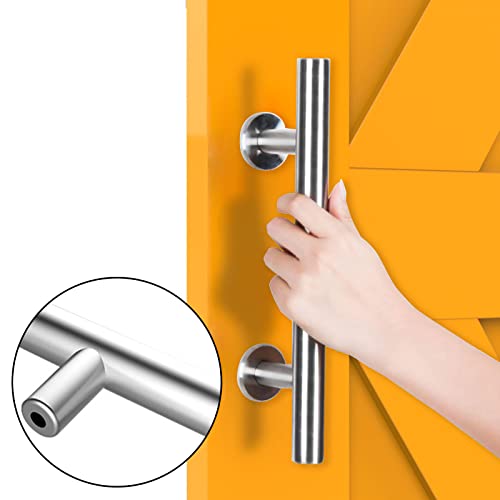 QINAIXQM 30CM Schiebetürgriff, Schiebetürtürgriff, für Scheunentür Holztür, Schranktür, Schwarz unsichtbarer Edelstahl