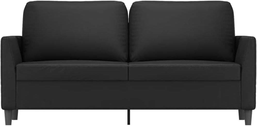 2-Seater Sofa Black Faux Leather Living Room Furniture