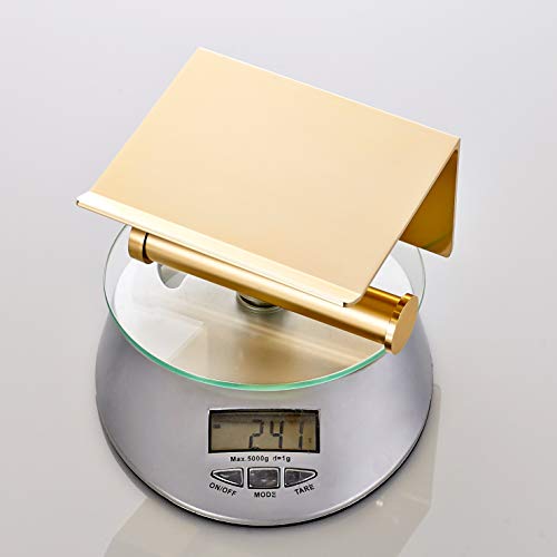 Youda Toiletpapierhouder, wandhouder voor badkamerweefsel met opbergplank, 3M zelfklevend, aluminium (goud) - Image 7
