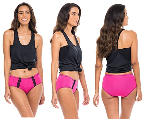 Image of Sexy Basics Women's Hipster Brief Lace Panties | Ultra-Smooth Micro Fiber Nylon Spandex Hipsters -Multi Packs