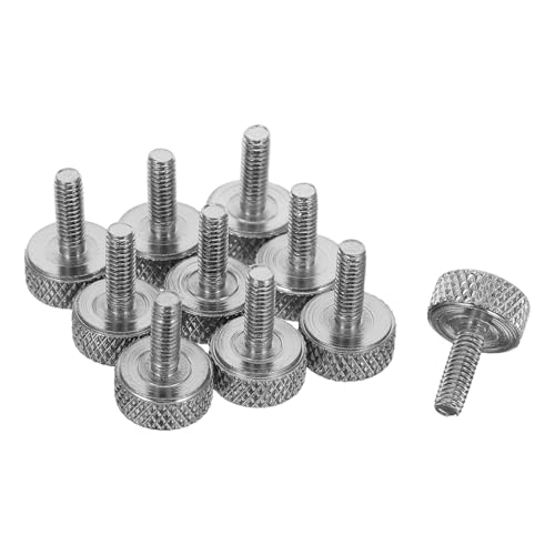 Anneome 10pcs M2.5x8mm Metal Round Knurled Thumb Screws with Large Head, Locking Screws for Precision Calipers, Threaded Clamping Metal Knobs for Industrial Use