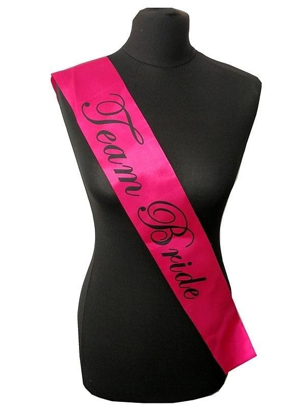Hot Pink With Black Writing ‘Team Bride’ Sash